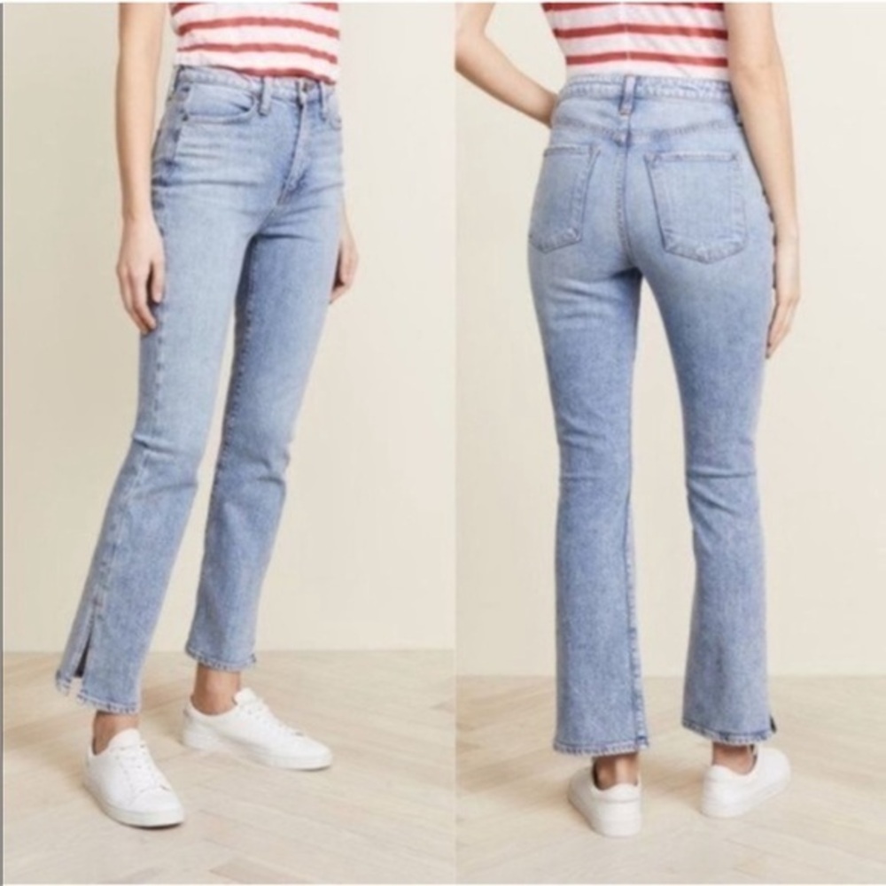 NWT Alice + Olivia Jeans High Rise Baby Boot Side Slit in Rebel Rebel